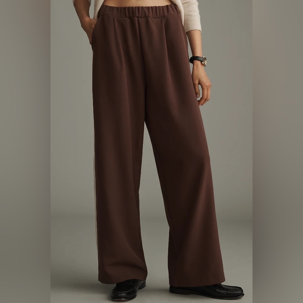 Anthropologie Maeve Chocolate Brown Wide-Leg Trousers